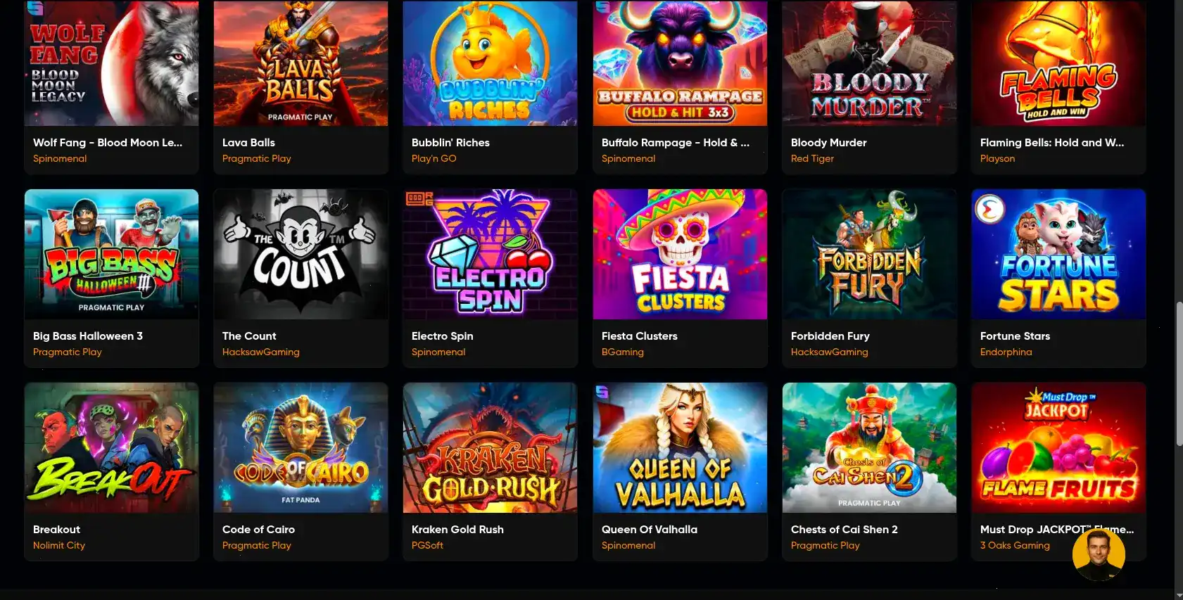 Интерфейс игрового зала Tippy casino с яркими слотами